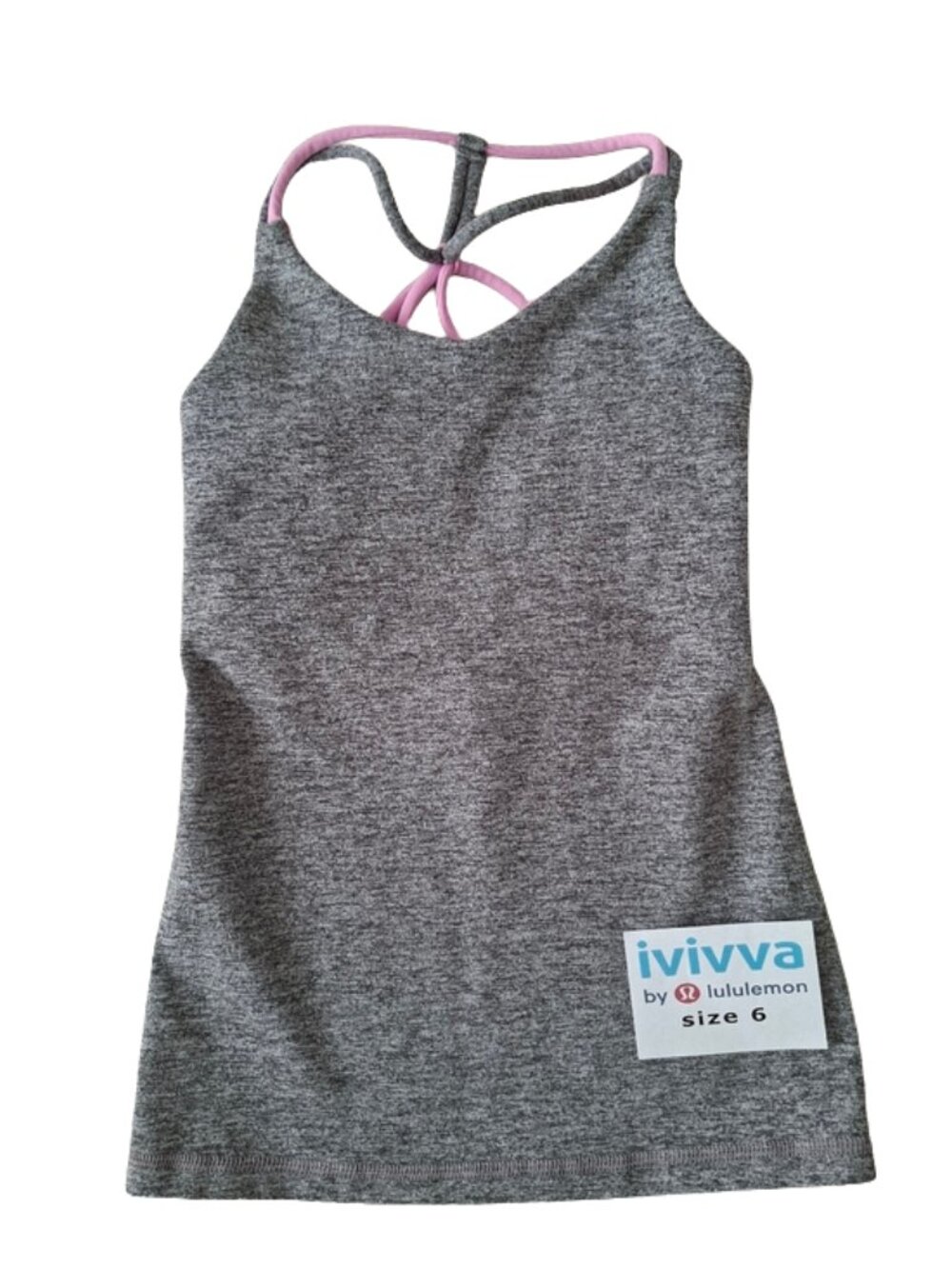 Ivivva Girl by Lululemon🍋 Tank top Gray Heather & Pink cute back size 6
